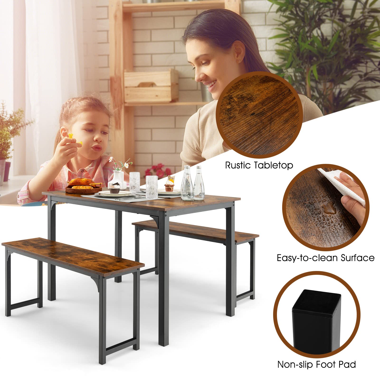 Wood Kitchen Dining Table Set - From Where - 