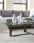 Wood Rectangle Glass Coffee Table - From Where - 