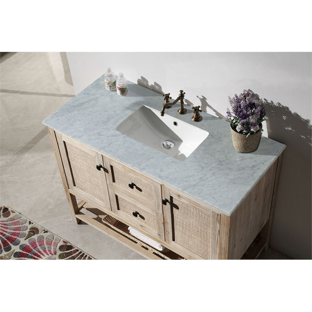 Wood Sink Vanity with Marble Top - From Where - 