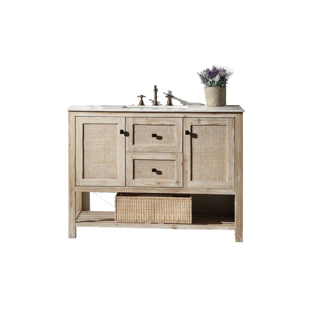 Wood Sink Vanity with Marble Top - From Where - 