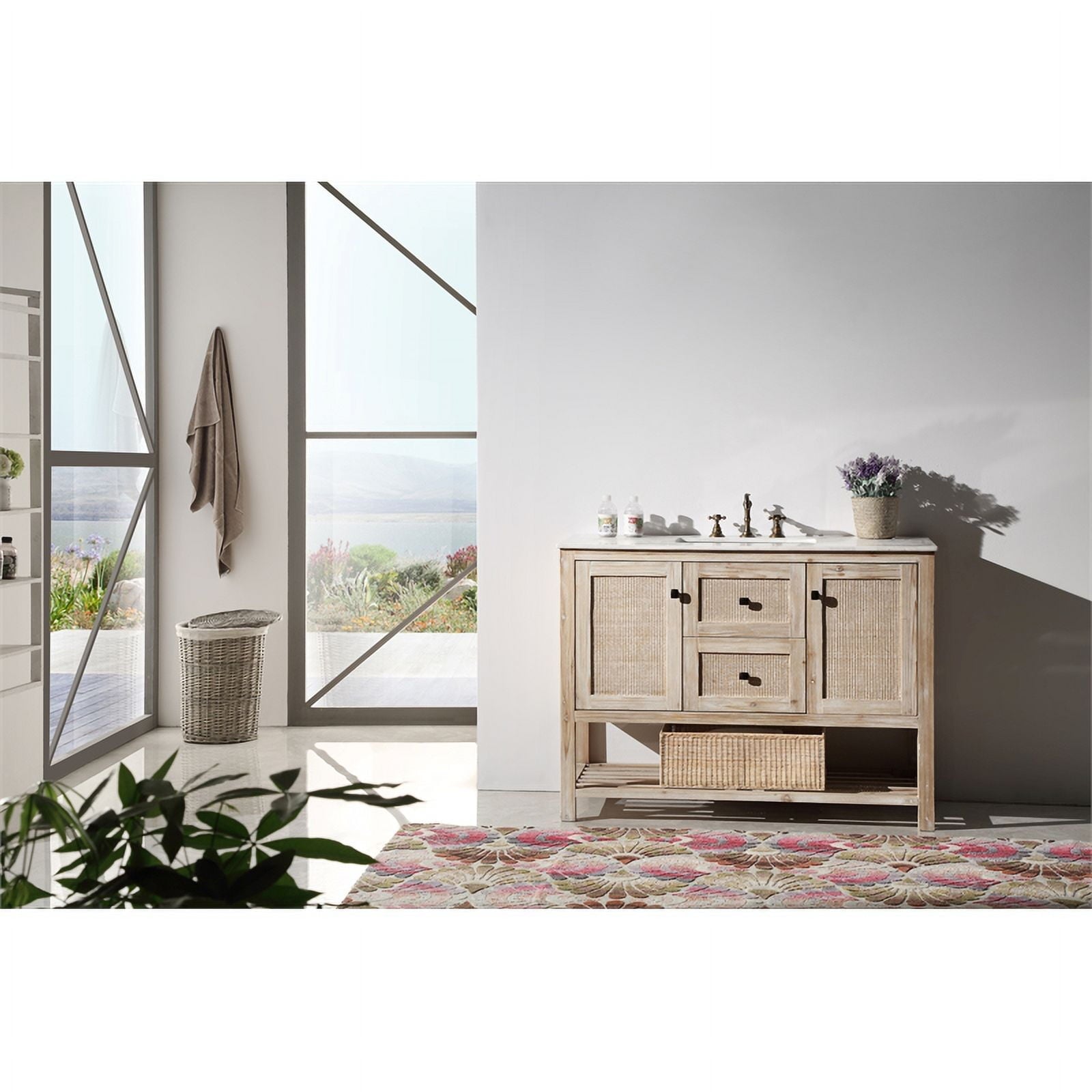 Wood Sink Vanity with Marble Top - From Where - 