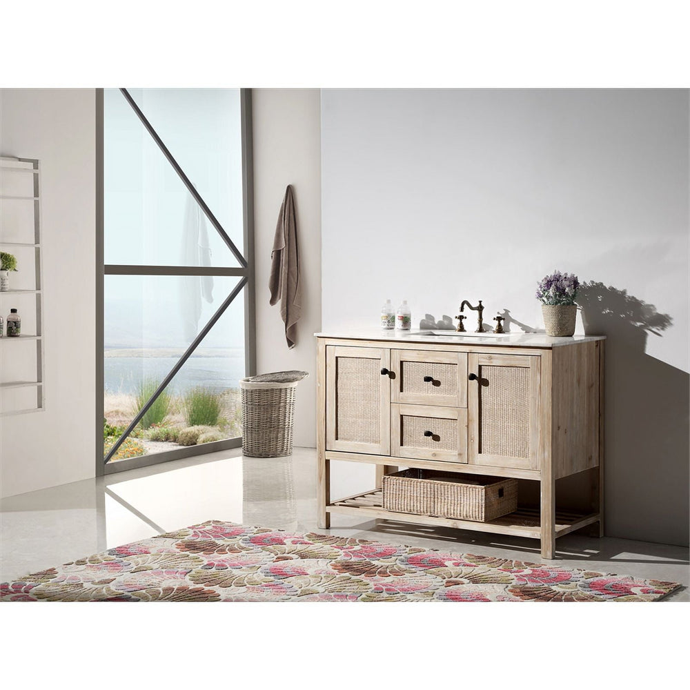 Wood Sink Vanity with Marble Top - From Where - 