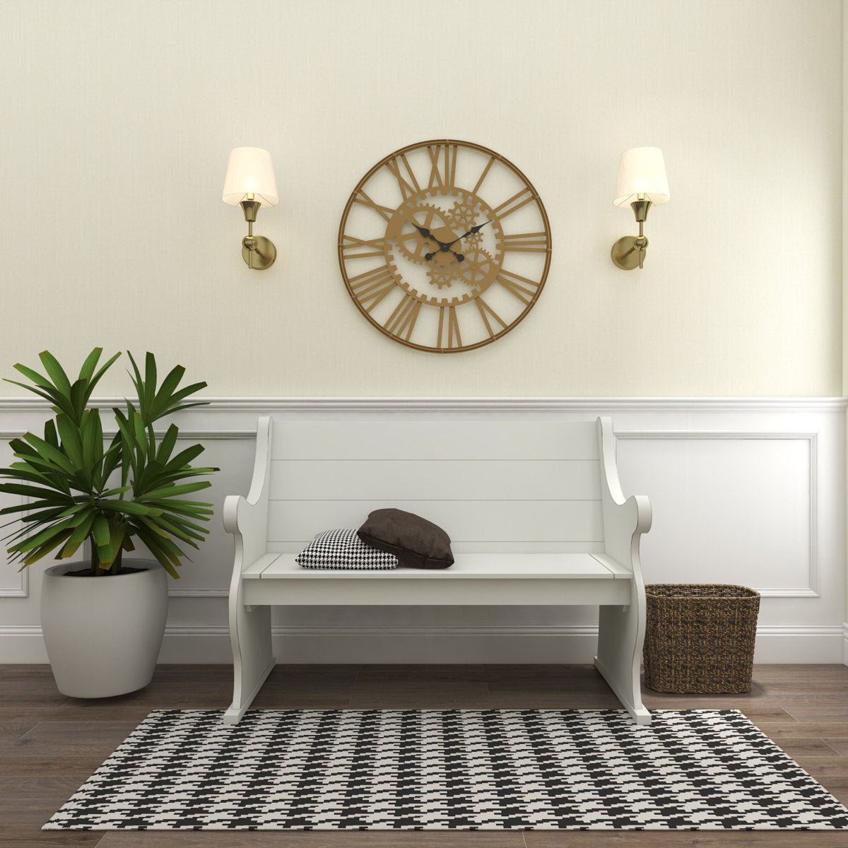 Wood Storage Bench with Scrolled Armrests - From Where - 