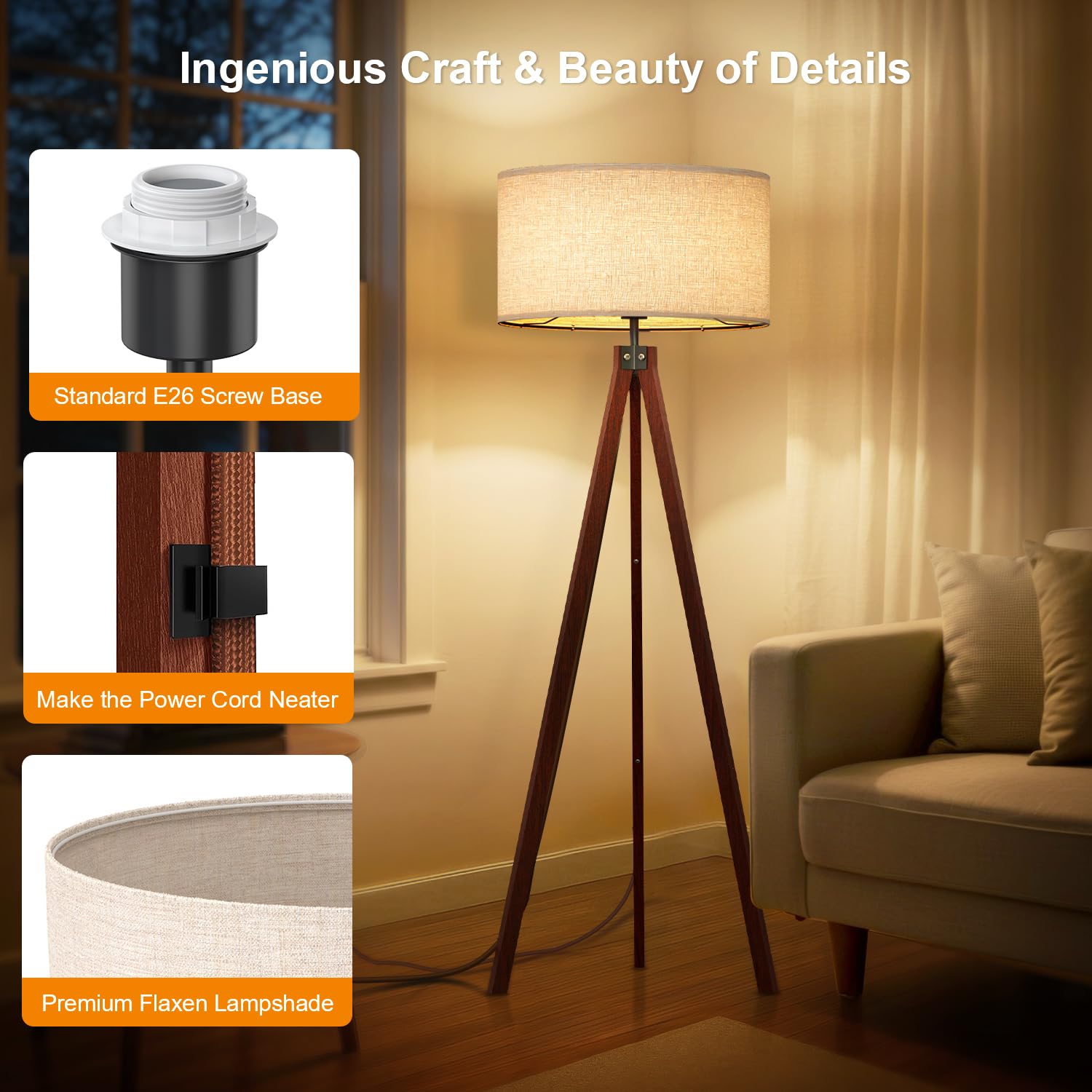 Wood Tripod Floor Lamp - From Where - 