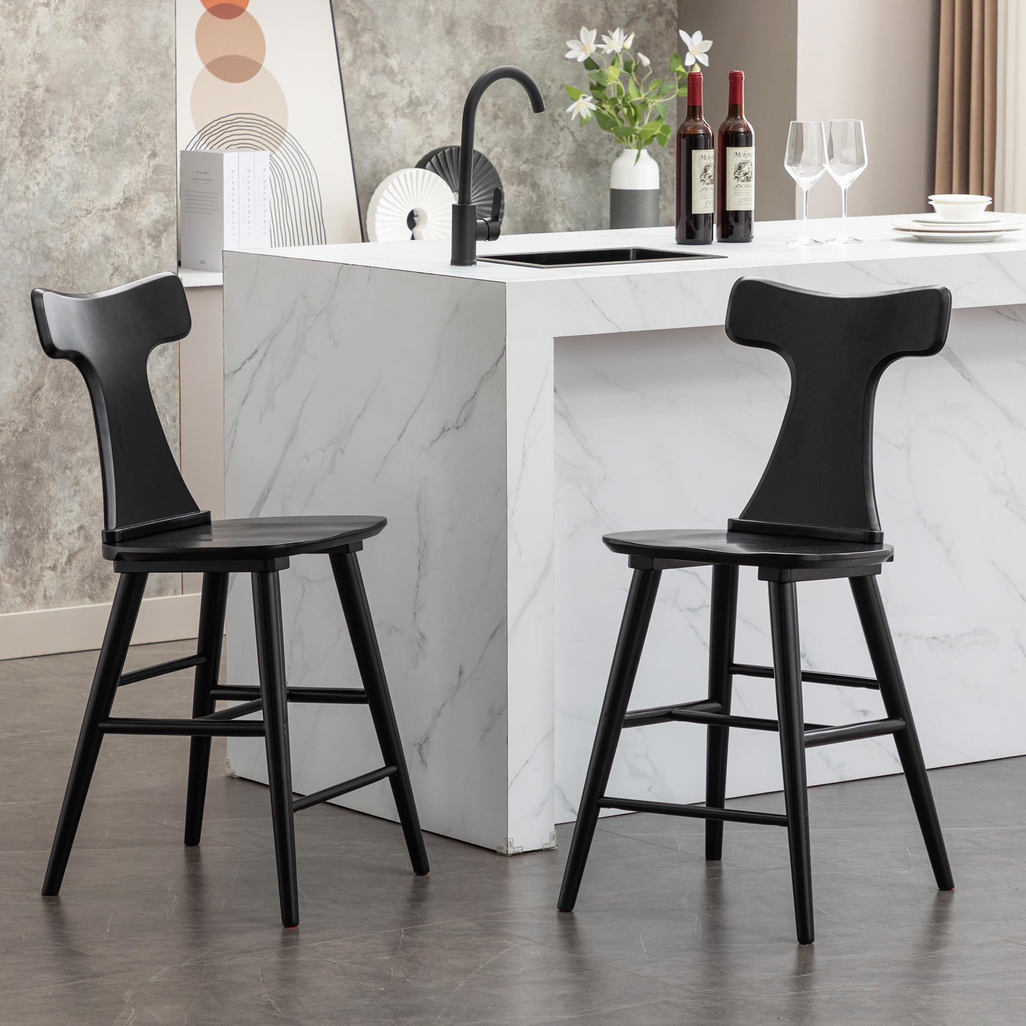 Wooden Counter Height Bar Stools (Set of 2) - From Where - 
