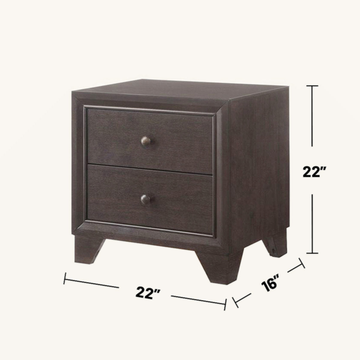 Wooden Nightstand With 2 Drawers - From Where - 