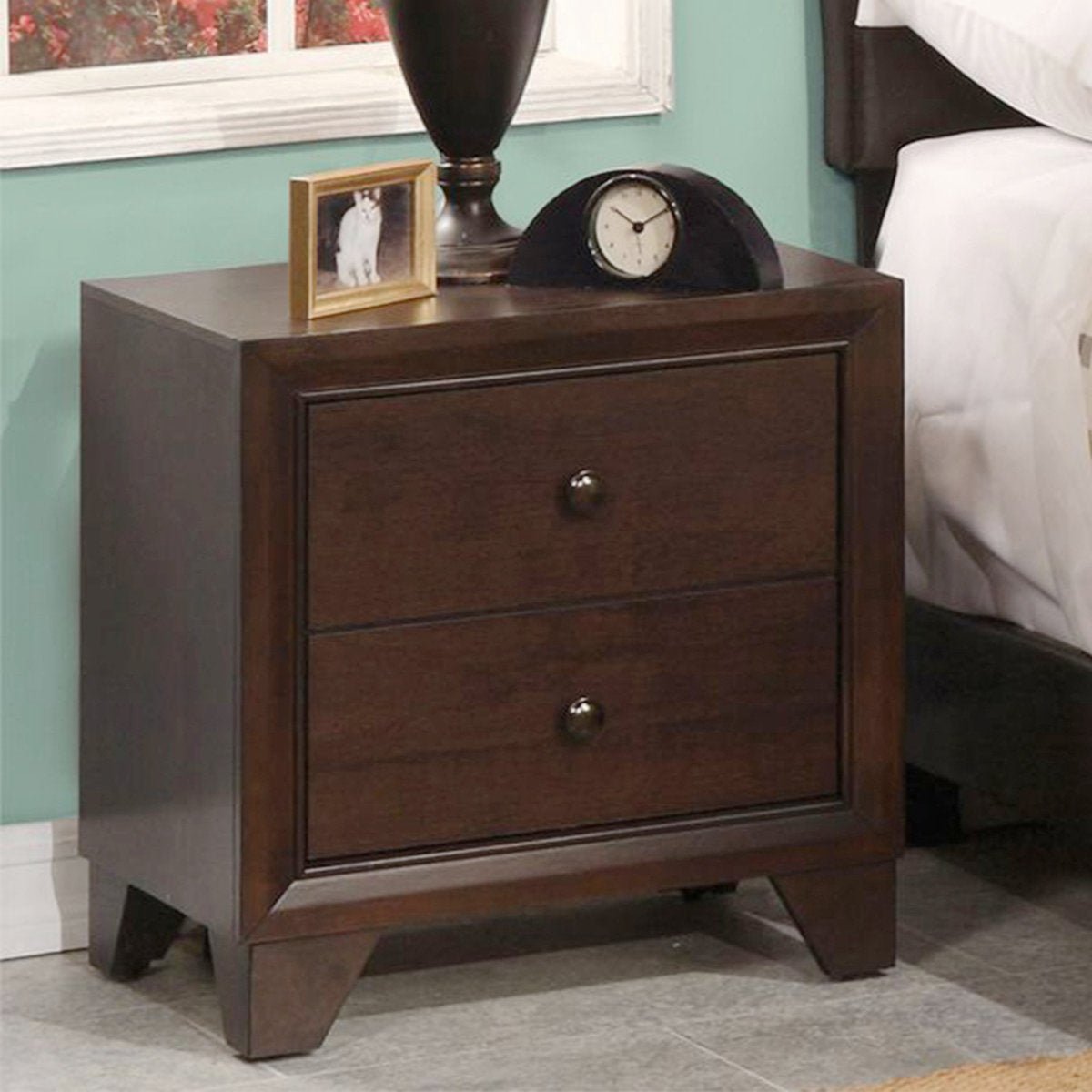 Wooden Nightstand With 2 Drawers - From Where - 