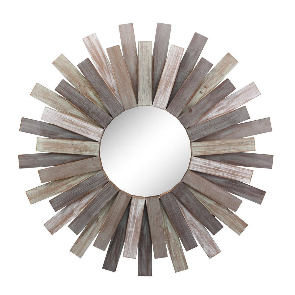 Wooden Sunburst Wall Mirror - From Where - 
