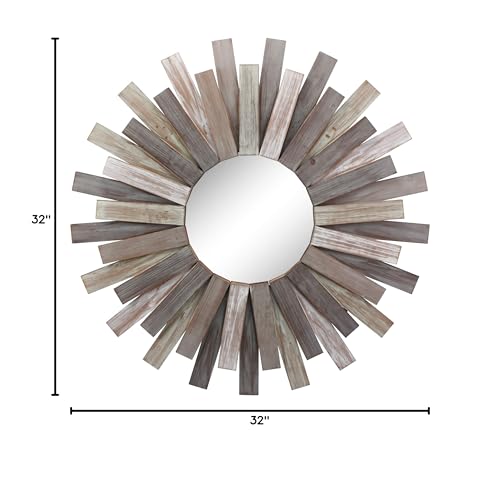 Wooden Sunburst Wall Mirror - From Where - 