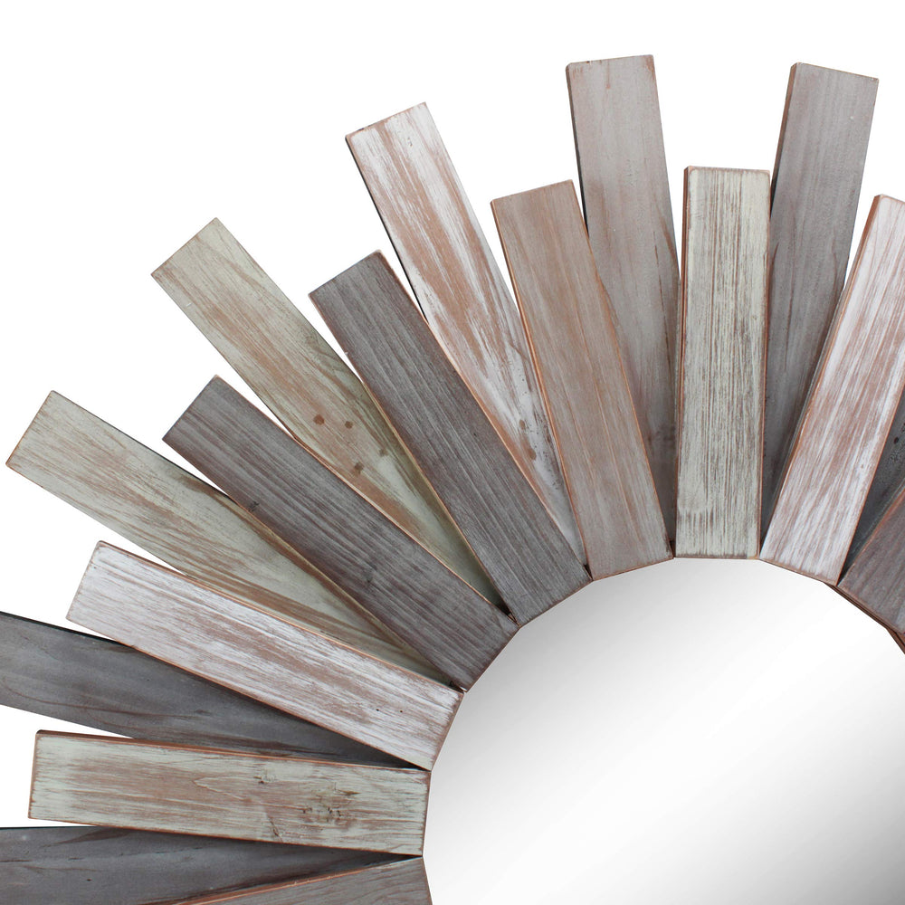 Wooden Sunburst Wall Mirror - From Where - 