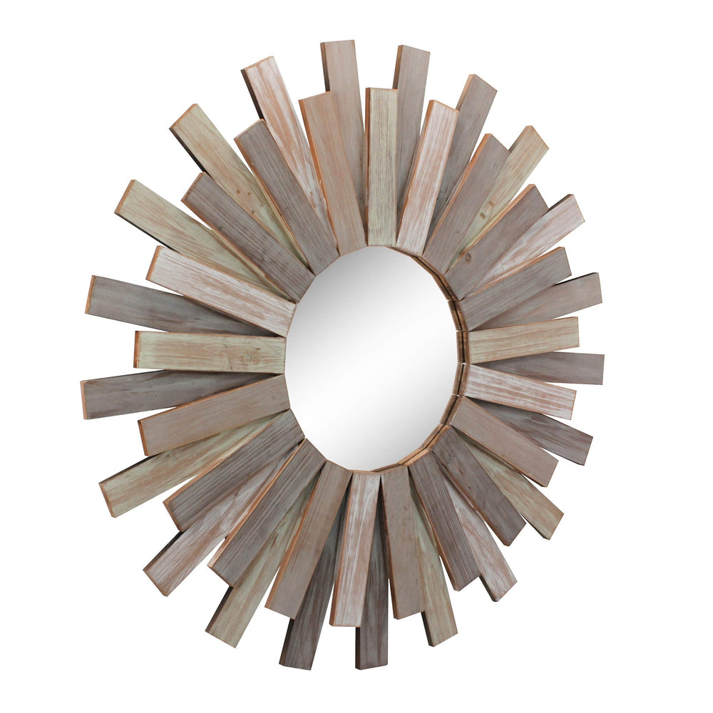 Wooden Sunburst Wall Mirror - From Where - 