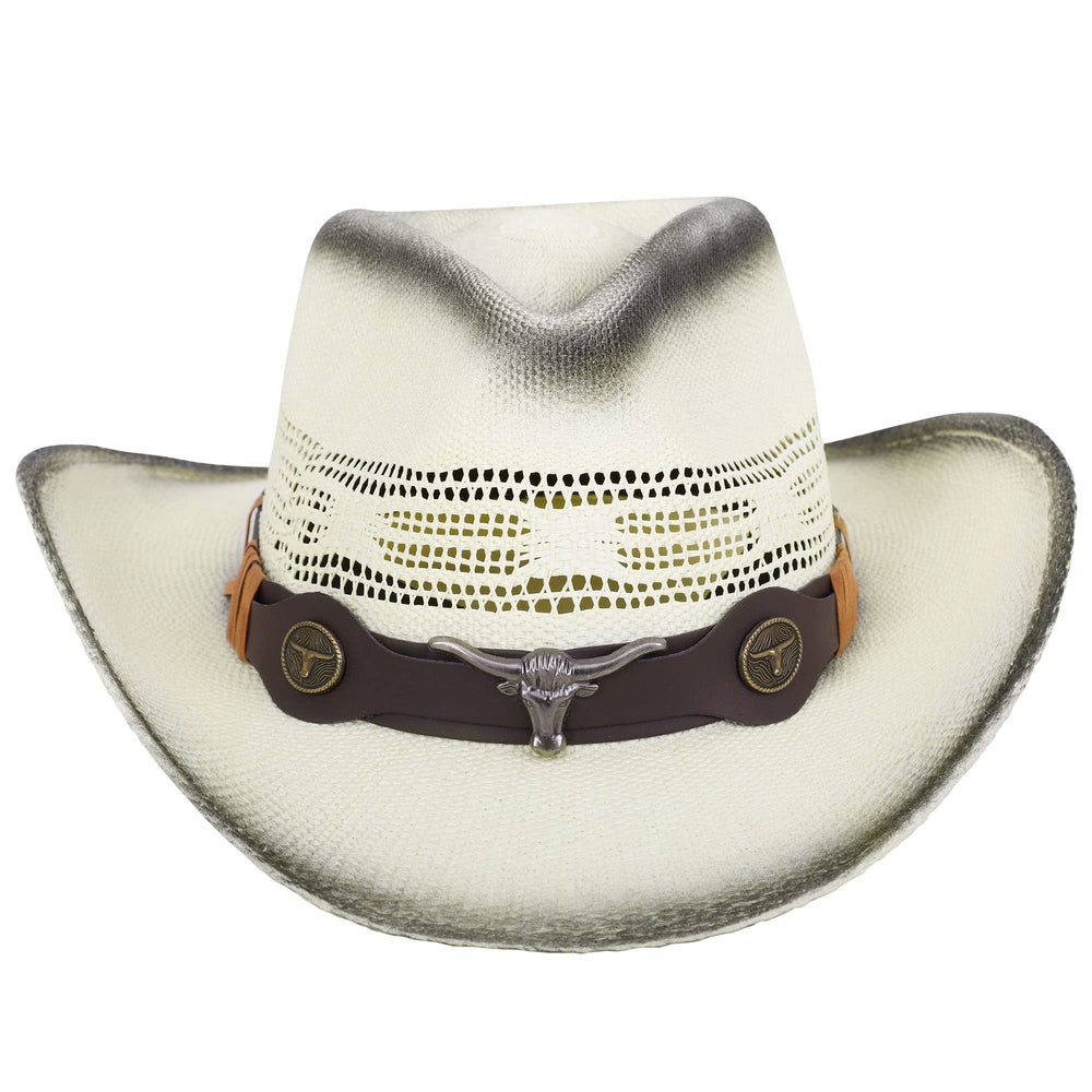 Woven Straw Cowboy Hat w/ Hat Band - From Where - 