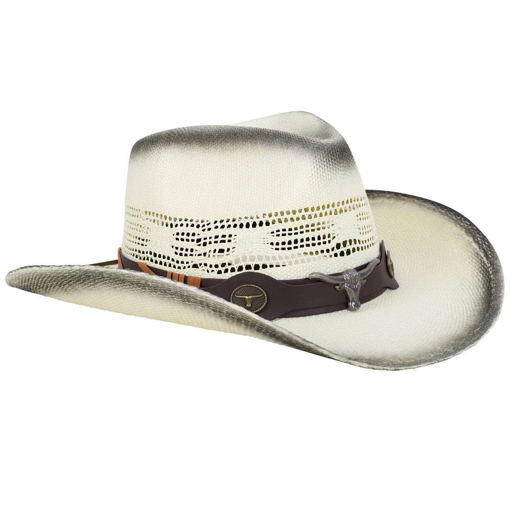Woven Straw Cowboy Hat w/ Hat Band - From Where - 