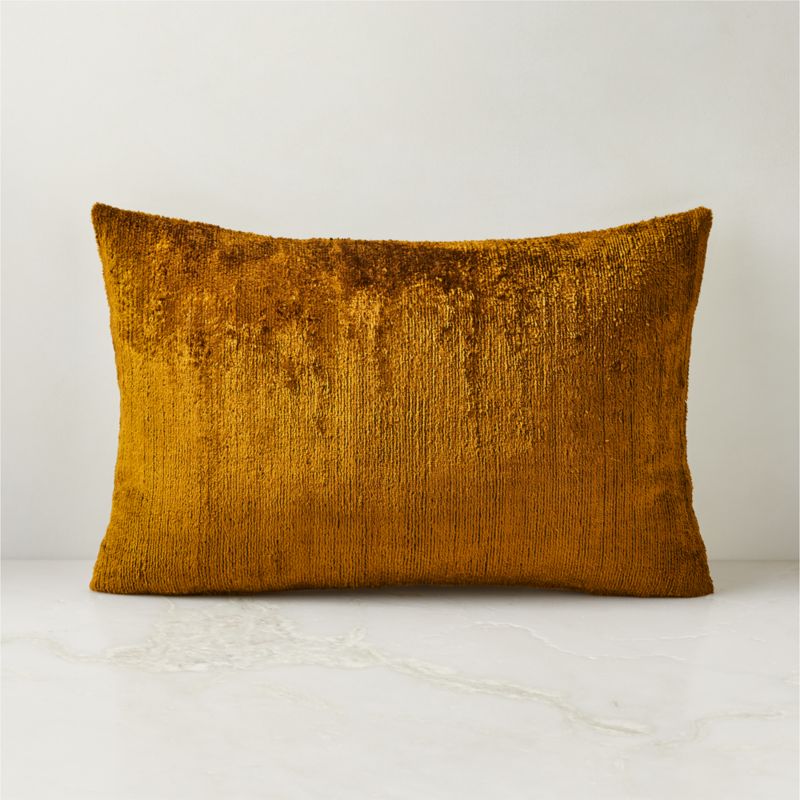 Yellow Turkish Silk Lumbar Pillow - From Where - 