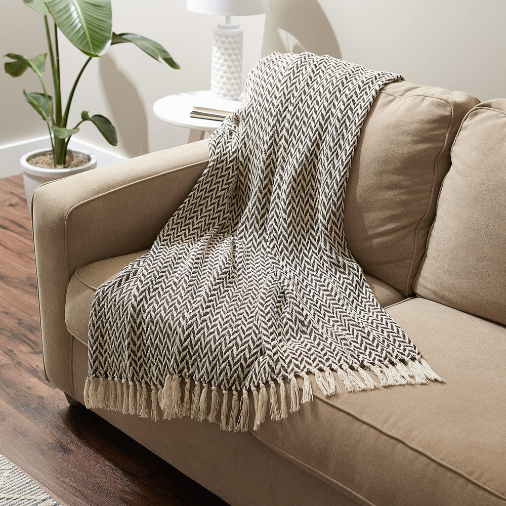 Zig Zag Throw Blanket Woven Cotton - From Where - 