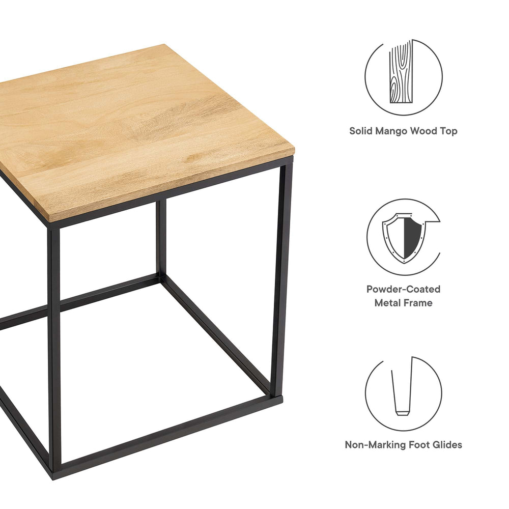 Zora Square Wood and Metal Side Table - From Where - 