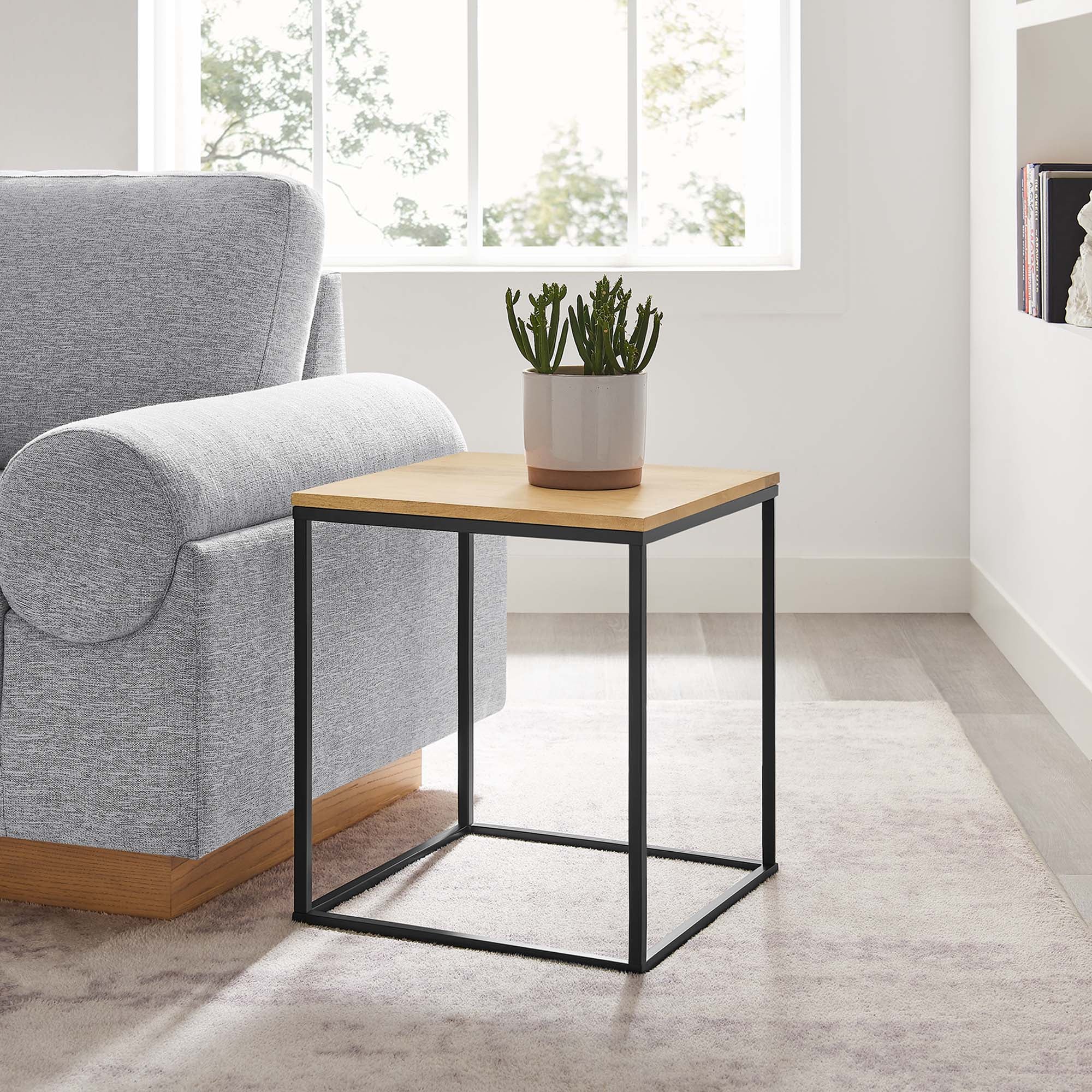 Zora Square Wood and Metal Side Table - From Where - 